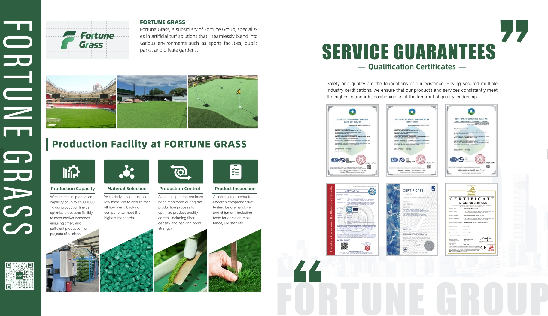 Artificial turf Qualification Certificates